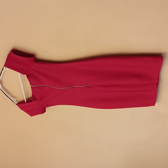 Forever 21 red bodycon off the shoulder dress, sz jr S - Picture 4 of 6